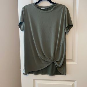 Army Green T-Shirt with Twist Details